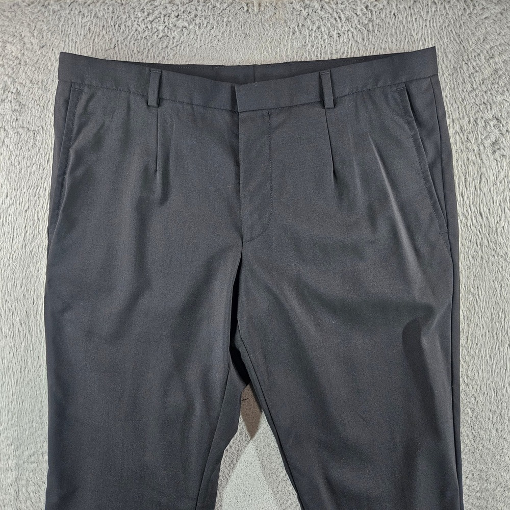 Hugo Boss Amaro Helse Mens Black Virgin Wool Blend Pleated Dress Pants 34x29 - Picture 11 of 11